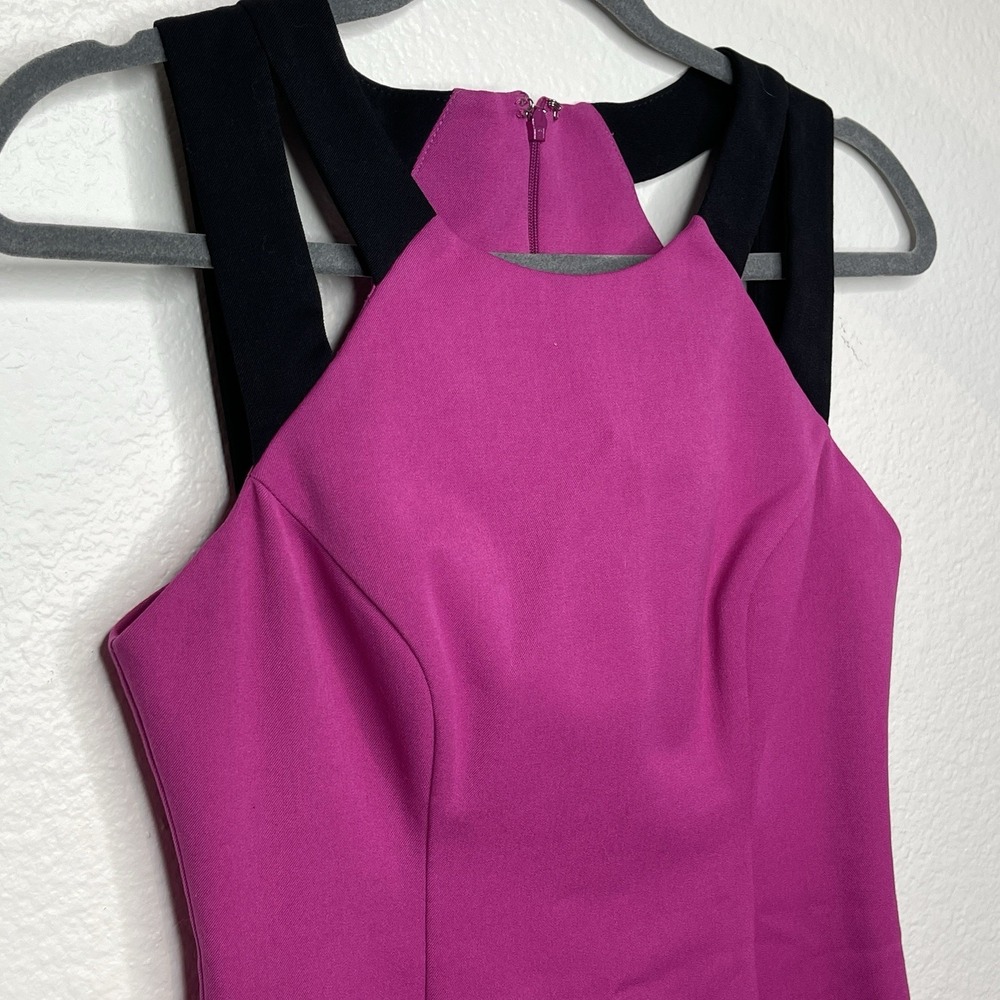 Black Halo Fuchsia Bodycon Dress Structured Strappy Sleeveless Size 2 Barbiecore - Picture 5 of 10